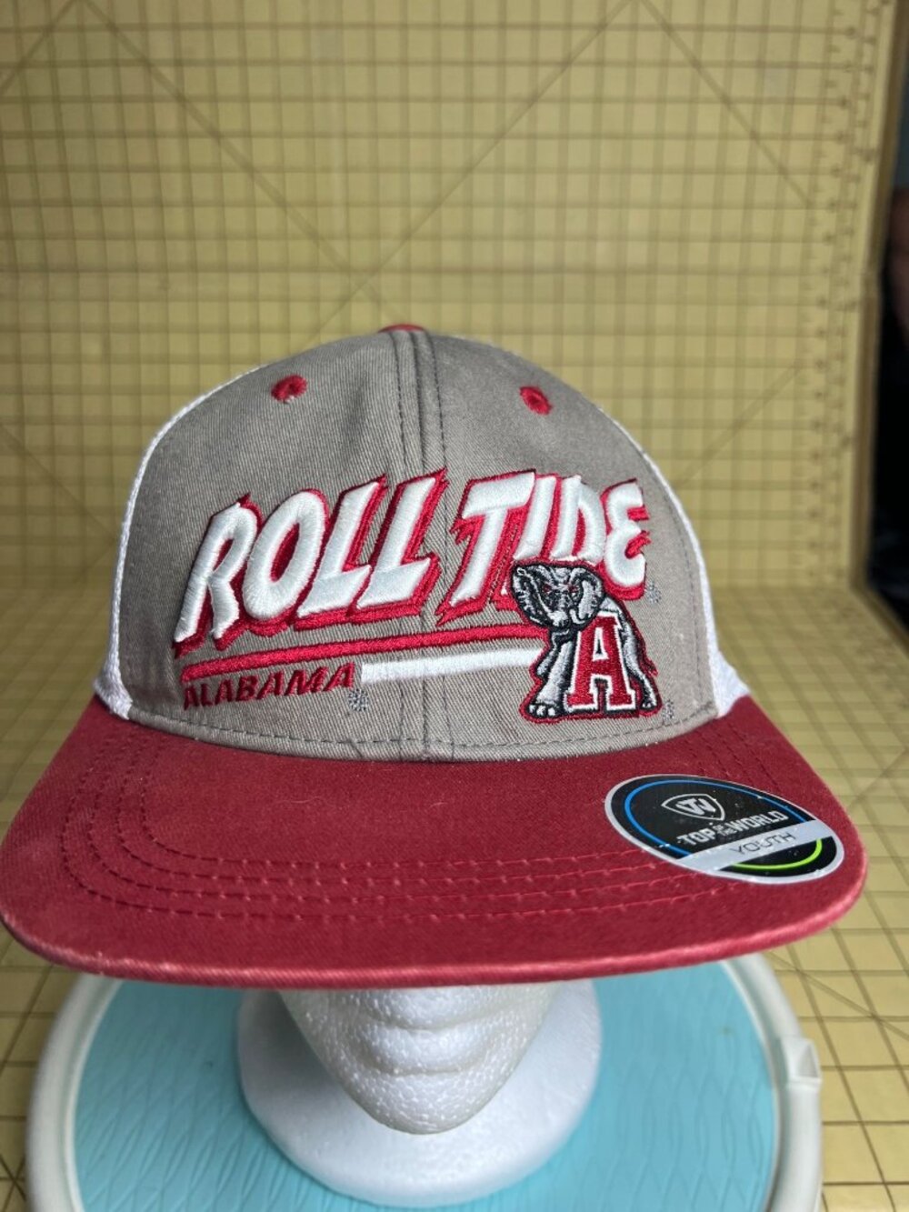Top Of The World Youth Alabama Roll Tide Snapback Hat Gray/Red Mesh Adjustable